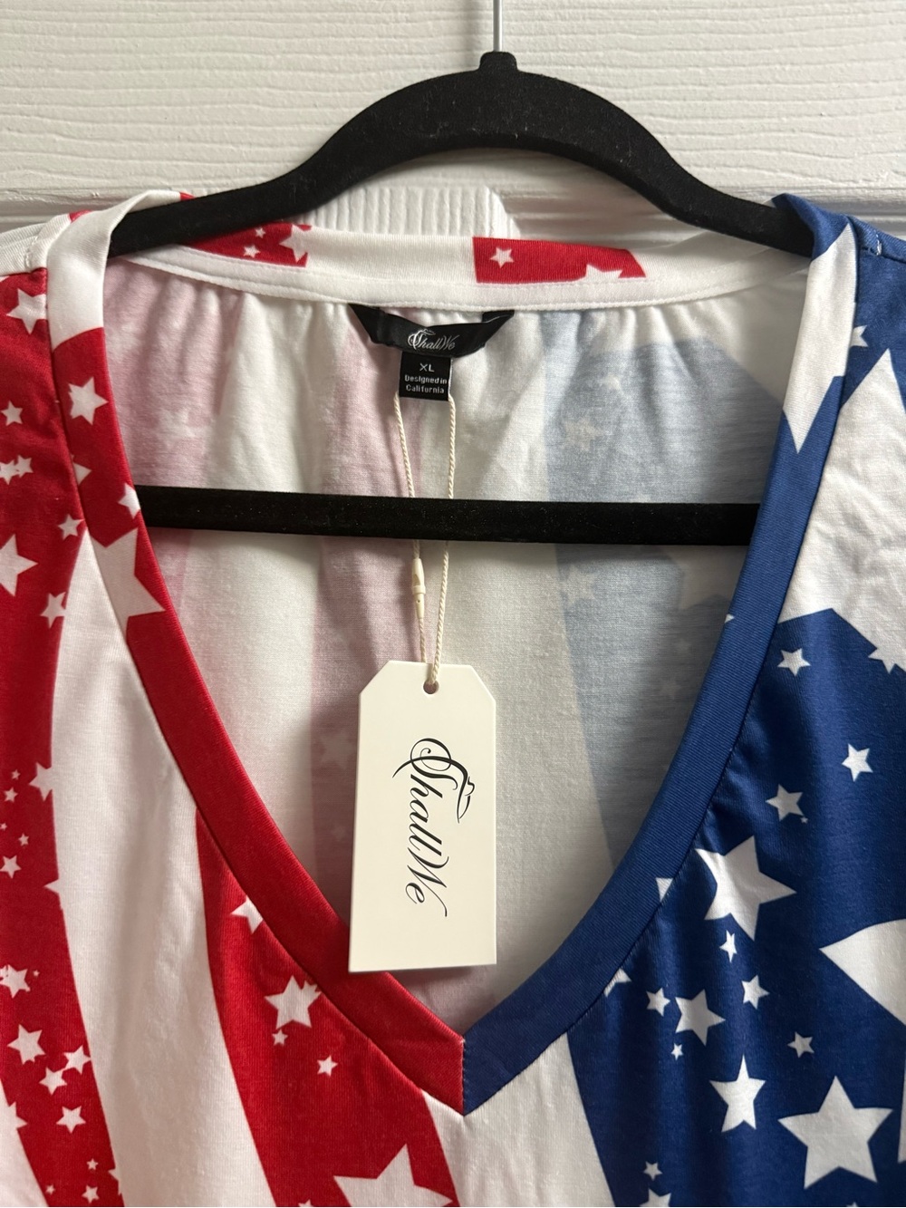 🆕 ShallWe American Independence Day patriotic v-neck long sleeve top size XL - Picture 4 of 10